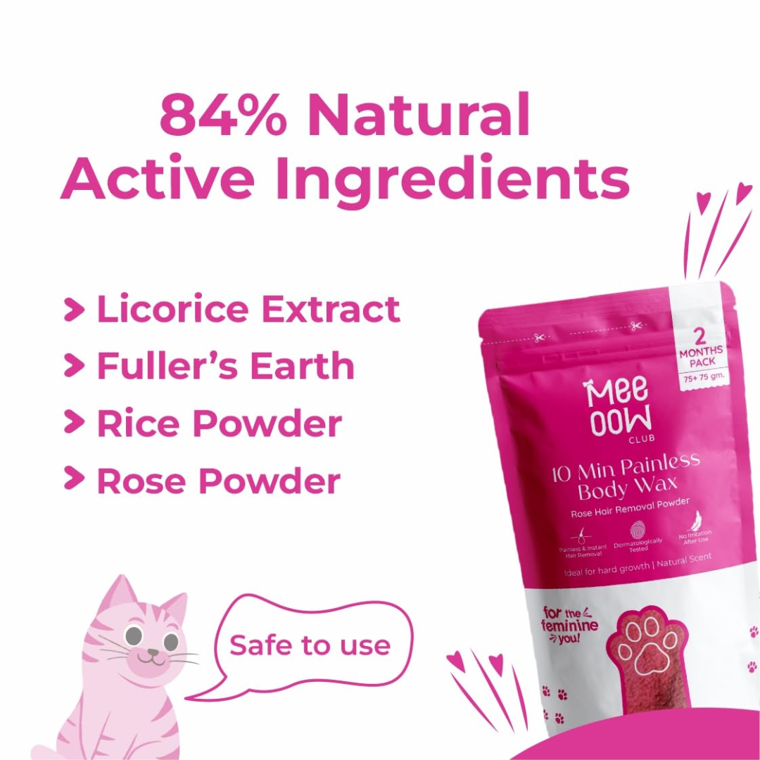 Meeow Club 10-Min Painless Body Wax | Painless Hair Removal Powder
