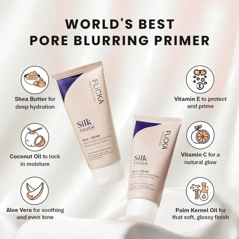 Flicka Silk Touch - 3 in 1 Moisturizer, Primer & Sunscreen for Face